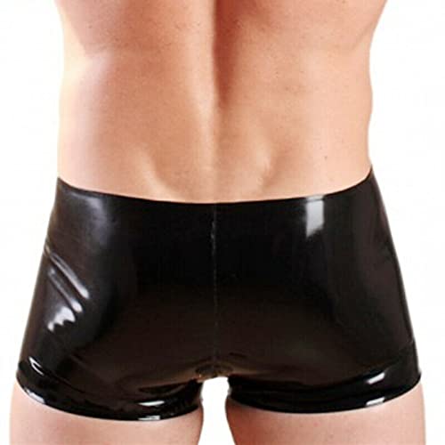 Handmade Black Man Latex Rubber Boxer Shorts with Crotch Codpiece Underwear