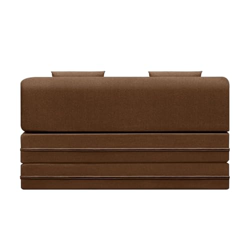 Image of ARTFUL LIVING | Foldable Two Seater 4X6 Sofa Bed | Convertible Sofa Cum Bed with Cushion Jute Fabric Perfect for Living Rooms & Office, Guest Room - Brown Color