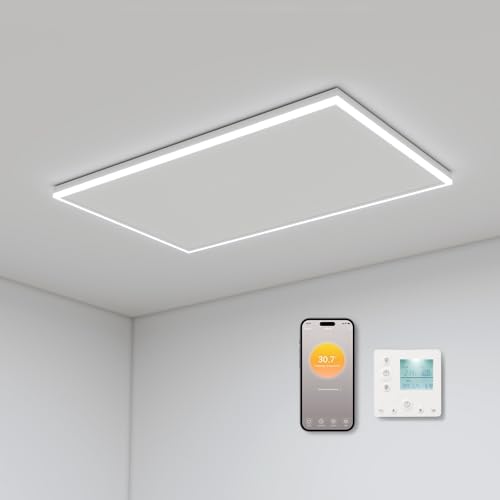 Calefacción por infrarrojos para techo, montaje en techo, 700 W, calefacción por infrarrojos con iluminación LED, calefacción por infrarrojos con term...