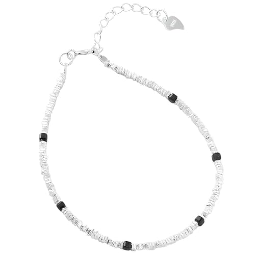 NicoWerk Simple 925 Sterling Silver Fine Fine Bracelet with Black...