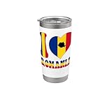 Ich liebe Rumänien Bukarest Rumänien Pride Flagge Herz Grafik Doppelwandiger Edelstahl-Thermobecher