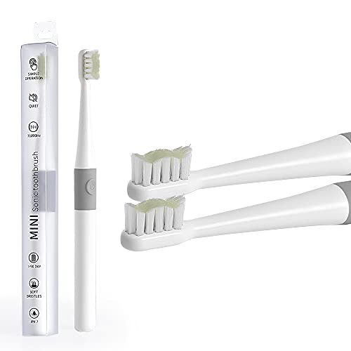 COPOL 2 PCS Mini Sonic Electric Toothbrushes for Travel, Portable IPX7 Powered Toothbrushes, Battery-Operated for 90 Days, Light Weight Design with Soft Brush