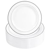 WELLIFE Silver Plastic Dinner Plates 72 Pieces, 10.25' Silver Disposable Plates, Premium Hard Plastic Lunch Plates, Ideal for Wedding and Party