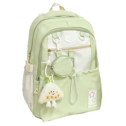 Rosy Posy Backpack, Large Capacity Cutecore Backpacks with Triangle Widget, Kawaii Backpack for Girls (Green)