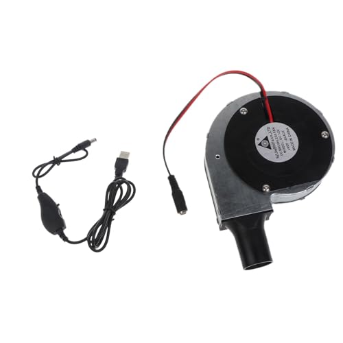 Rudiaoa Ventilador soplador, ventilador portátil USB para barbacoa de 11 cm, ventilador de aire 11028 con velocidades ajustables para acampar al aire libre