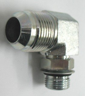 AF C5515-06-04 - 3/8 Male JIC (9/16''-18 Threads) x 1/4 Male O-Ring Boss (7/16''-20 Threads) - 90° Straight Thread Elbow