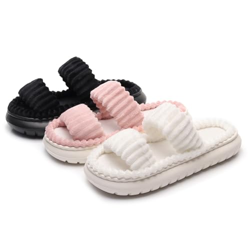 Fuzzy Slippers for Women Open Toe Comfy Memory Foam Bedroom House Shoes4
