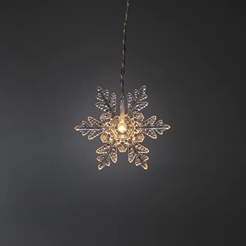 Konstsmide LED Curtain Fairy Lights/11 Clear Snowflakes/41 Warm White Diodes/Outdoor or Indoor/Transparent Cable/Mains Powered/1.2m High x 1.4m Wide and 10m Lead - Image 4