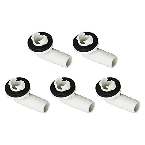 5 Pack 15 mm AC Drain Hose Adapter with Rubber Ring for Midea Mini-Split and Window AC Unit. Universal Drain Hose Connector Elbow Fitting Compatible with Electrolux Frigidaire Room Air Conditioner