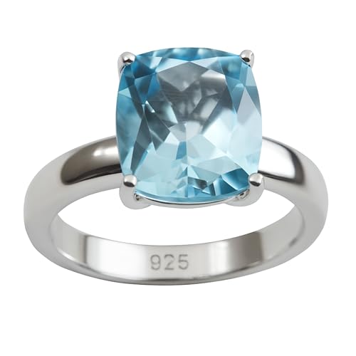 Topazio blu naturale di alta qualità – La pietra, con il suo straordinario taglio a cuscino, riflette la luce con una brillantezza eccezionale. Il topazio blu è noto per simboleggiare tranquillità, saggezza ed equilibrio.