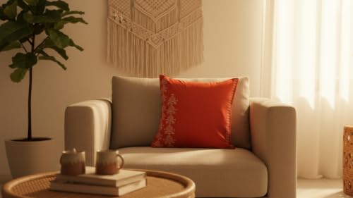 Image of Sacred Geometry: Rajasthani Mandana Series Decorative Pillow Cover for Living Room & Bedroom, Cushion Cover, Hidden Zipper, Pack of 1