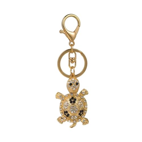 Porte-clés étincelant tortue en émail goutte à goutte et strass de luxe