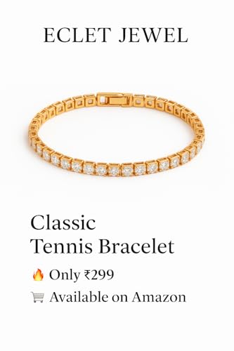 Image of BLACK PEARL Elegant Style Tennis Bracelet with Multicolour Zirconion Stones, Gold and Silver-Toned Bracelet For Women & Girls