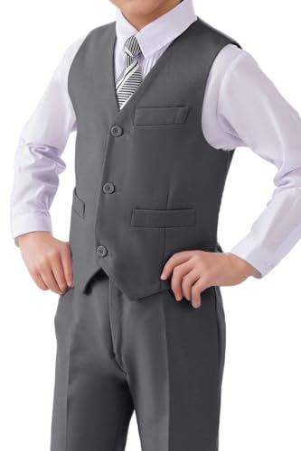 Image of Visaccy Boys Vest Kid Boy Formal Suit Vest for Wedding School | 3 Buttons,Fully Lined,Adjustable Waist,Toddler Boy Dress Vest