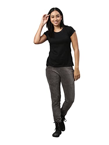 Image of GO COLORS Solid Corduroy Treggings for Women | Warmtech, Mid Rise, Side Pocket