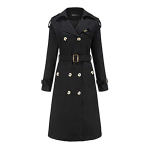 N/A 2021 windjack jas dames lange taille jas lange mouw revers vintage kleding tuniek overjas (Color : Black, Size : L code)