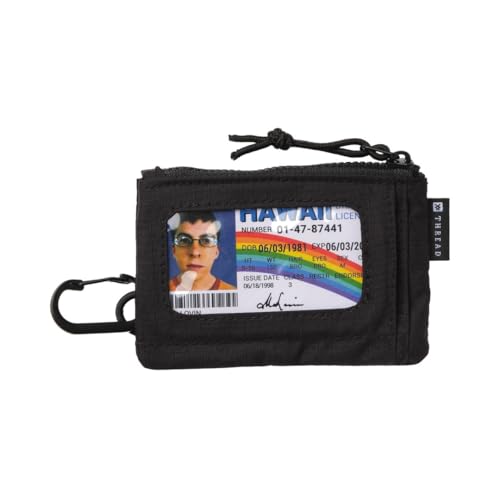 Thread Wallets Pouch Wallet – Compact Zip Wallet with Clear ID Window, Coin & Card Pockets, and Key Stash – Lightweight Rip-Stop Travel Wallet for Men & Women (Black)2