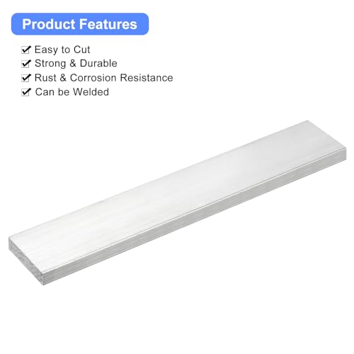 Image of uxcell Square Aluminum Flat Bar, 3 /8 inch Thick 1.8 inch Width 10 inch Length Square Aluminum Bar 6061 Aluminum Flat Plate, 10 x 45 x 254mm T6511 Solid New Mill Stock for Industrial Building