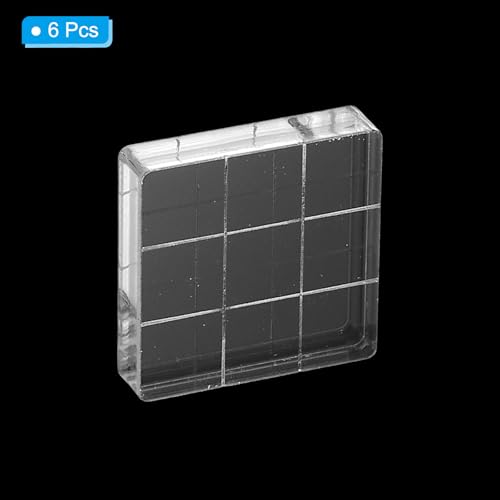 PATIKIL 1.2\"x1.2\" Acrylic Stamp Block, 6Pcs Clear Stamping Block with Grid Lines Decorative Mounting Blocks Square for Scrapbooking DIY Crafts Card Making
