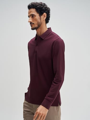 Image of XYXX Men's Solid Cotton Polo T-Shirt | Polo Neck Tshirts | Full Sleeves | Solid-Regular Fit