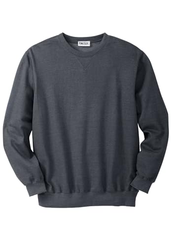 KingSize Men's Big & Tall Fleece Crewneck Sweatshirt - 7XL, Heather Charcoal