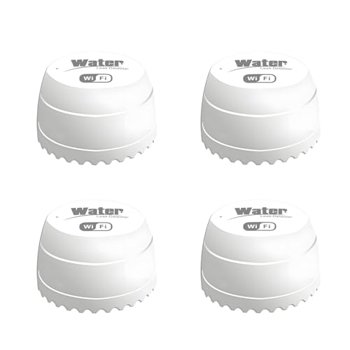 Lancoon 4 Pack Sensor WiFi de Alarma Fuga Agua 100dB con Alertas App Detector Inundación Grado Comercial para Equipo Piscina de Hotel Centro Datos