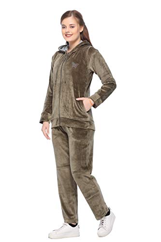 Image of CUPID Regular Fit Velvet Track Suit for Woman, Winter Wear Velvet Night Suit Set with Pockets for Sports, Night, Jogging, Daily Gym Wear L to 5XL