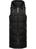Navahoo Damen ärmellose lange Outdoorweste warme Winterjacke Schnuffelchen Black Gr. M