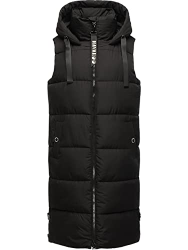 Navahoo Damen ärmellose lange Outdoorweste warme Winterjacke Schnuffelchen Black Gr. M