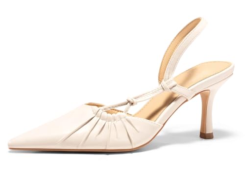 Image of Coutgo Womens Slingback Kitten Heels Closed Pointed Toe Pumps D'Orsay Wedding Party Dress Shoes