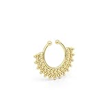 Tiny Fake Septum Nose Ring, Indian Tribal Style Faux Brass Clip On Non Pierced Septum Hoop, 18g, Handmade Designer Piercing Jewelry