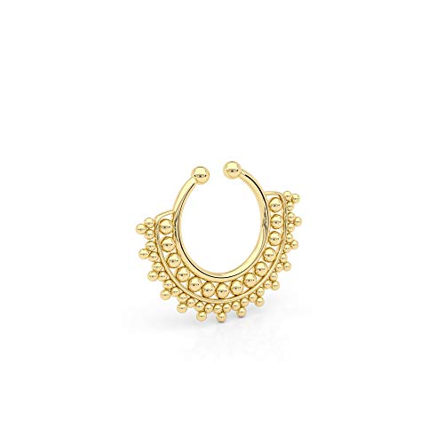 Tiny Fake Septum Nose Ring, Indian Tribal Style Faux Brass Clip On Non Pierced Septum Hoop, 18g, Handmade Designer Piercing Jewelry