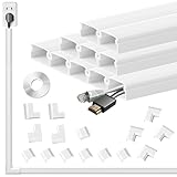 Lesimoll 配線カバー 配線モール 配線コード隠し 電線ケーブルカバー ケーブルモール 配線隠し ケーブルプロテクター コードプロテクター 管理チャネルシステム アクリル両面テープ付き 日本語取扱説明書付き 壁/テレビ/コンピュータ/オフィスなどの配線整理用 1.5cm(幅)*0.9cm(高さ)*40cm(長さ)x10本パック(ホワイト)