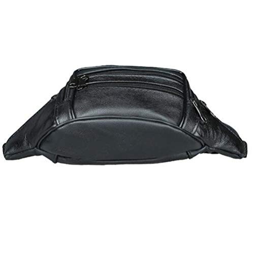 Pochete masculina de couro KESYOO com vários bolsos ajustáveis para cinto (preto), Preto, M
