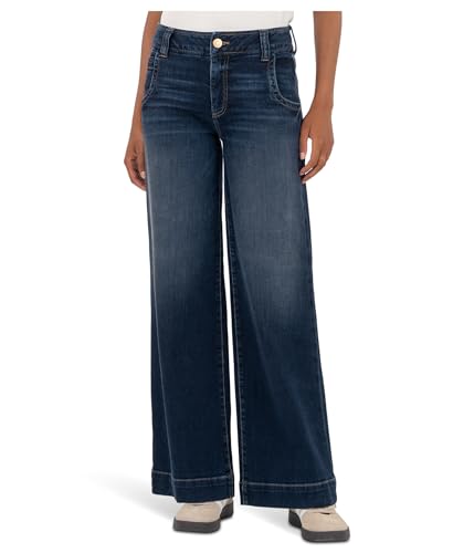 KUT from The Kloth Damen Meg High-Rise Over Size Wide Stitch in Unequalled Jeans, Unübertroffen, 40