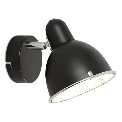 Image of UKEW Modern Single Wall Lamp Spotlight - Indoor Rotatable Lighting Fixture with Built-in ON/Off Switch - LED Lights for Bedroom Bedside Living Reading Room (Black)
