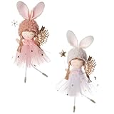 DOITOOL Weihnachtsbaumschmuck Engel Anhänger aus Kissenartigem Stoff Kleine Pentagramm Gazerock Puppe zum Aufhängen Dekoratives Hängeornament für Mädchenzimmer und Wohnraum