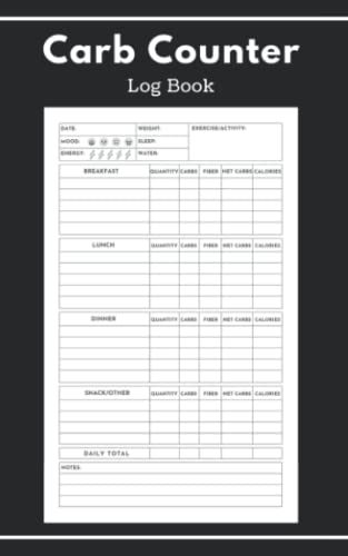 Carb Counter Log Book: Track Your Carbs, Fiber, Net Carbs & Calories - Calorie Counter Log Book - Carb Counting Food Diary & Calorie Tracker Journal (Small Size)