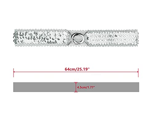 Allegra K Womens Glitter Skinny Stretchy Waist Belts Sequins Decor Elastic Belts for Dresses3