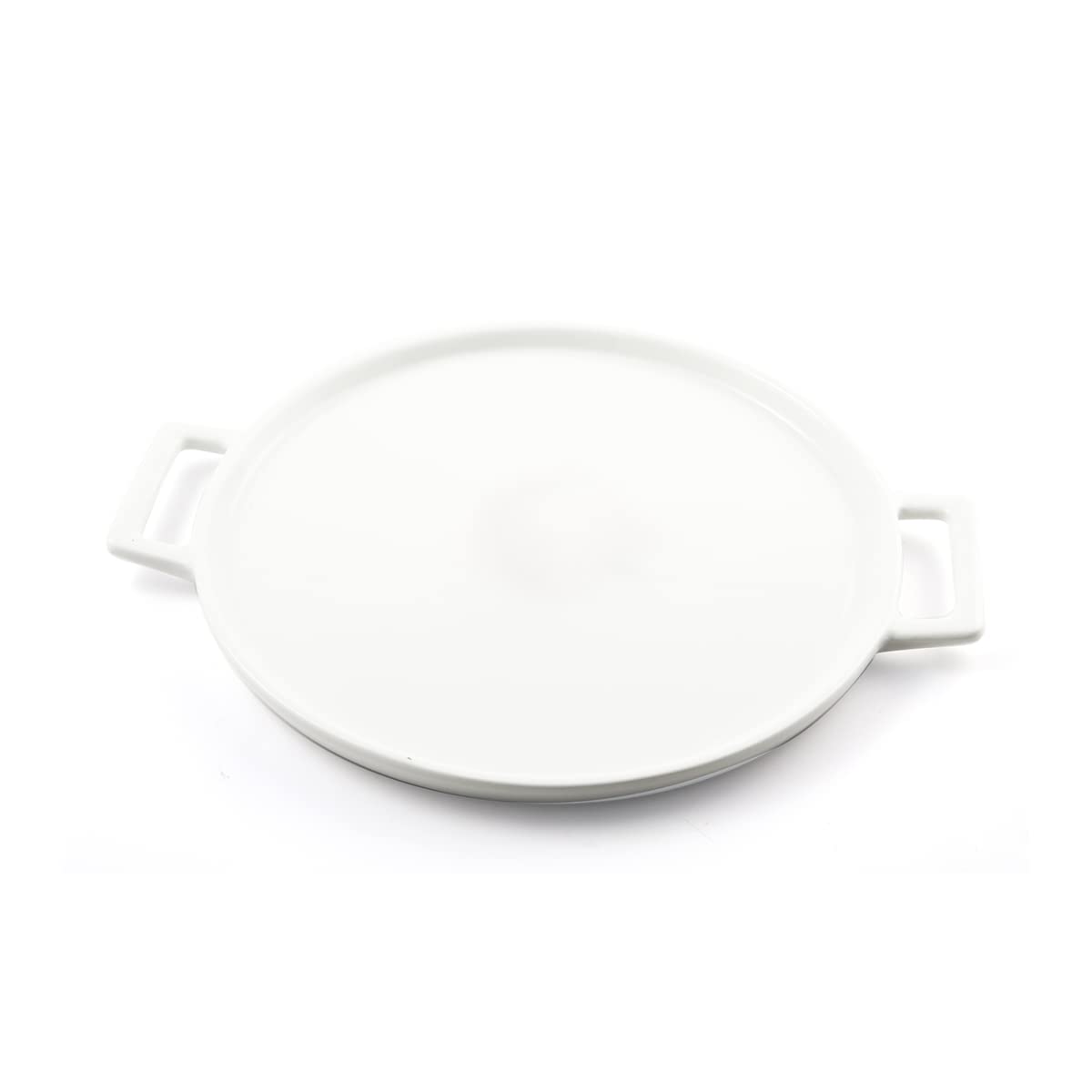 Porcelain Pizza Plate with Handle, 39 cm Size, Ivory