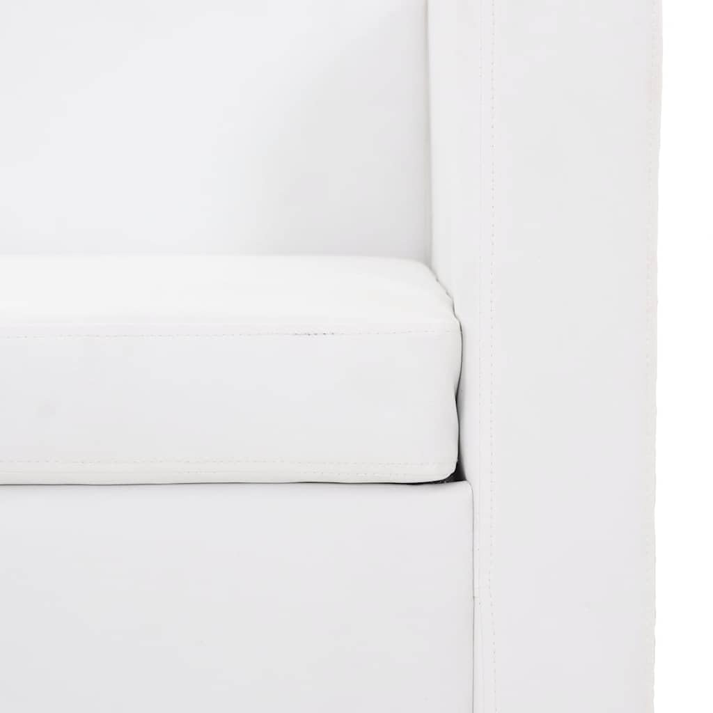 vidaXL Sofá Blanco de Cuero Artificial, 3 plazas Bricolaje Muebles casa Asiento
