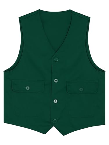Kid Girls Boys Button Volunteer Vest V Neckline Irregular Hem Volunteers Activity Waistcoat Uniform4