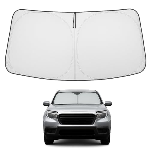 Image of Proadsy 2026 Upgrade Windshield Sun Shade Custom Fit Honda Ridgeline 2017-2025 2026 4-Layer Foldable Front Sunshade Protector Sun Visor Blocks UV Rays Keep Car Cooler