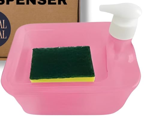 Image of Zuku Liquid Soap Dispenser for Kitchen Dishwash Liquid Soap Dispenser for Kitchen Sink Dish Washer Box Kitchen Dispenser Liquid with Free Sponge(Pink)