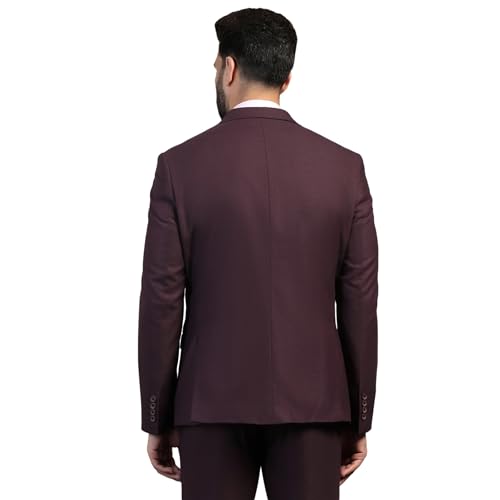 Image of Blackberrys Men Poly-Blend Textured Slim Fit Blue Suit