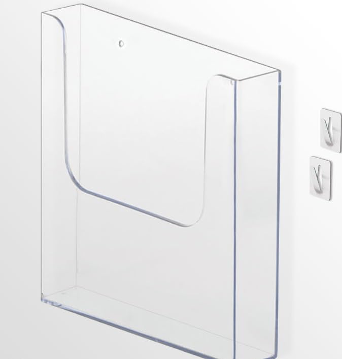 picturehangingdirect.co.uk A4 1/3 A4 A5 DIN Portrait Acrylic Display Brochure Holder Leaflet Wall Mounted Self Adhesive (A4 Portrait 210 x 297 mm)
