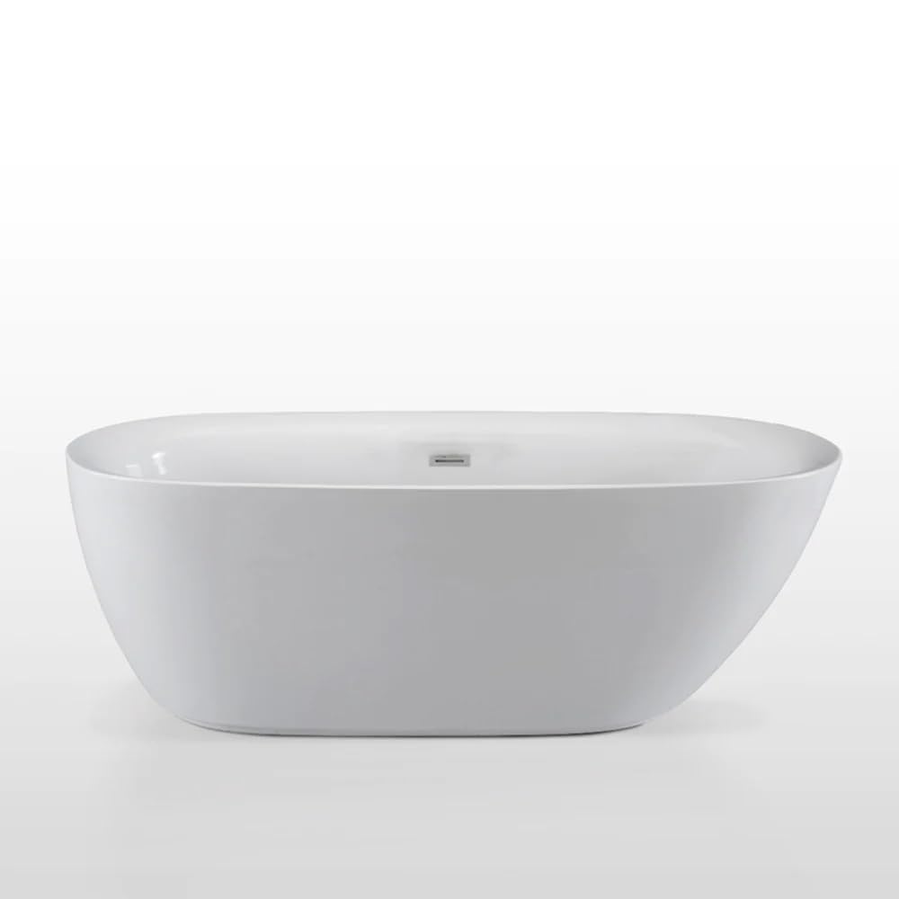 Sydney - Bañera de diseño Independiente, tamaño: 170 x 75 x 60 cm, bañera acrílica, Forma Elegante, Sistema de pies Ajustable, Juego de desagüe y rebosadero, Color Blanco