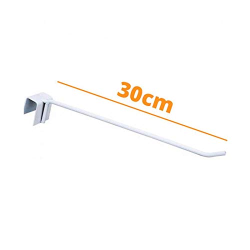 Kit - 2 Réguas para Gôndola Ponta 73cm + 8 ganchos simples Branco - Sa Gondolas