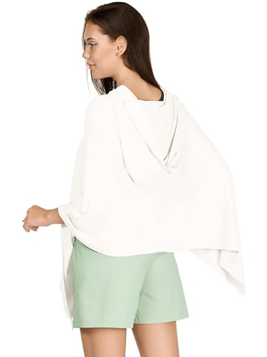 VENVSBEE UPF 50+ Hooded Sun Poncho for Women, Lightweight UV Beach Cover Up, Travel Swimsuit Wrap3