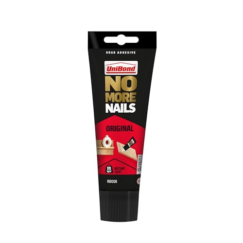 UniBond No More Nails Original White High Strength Grab Adhesive Heavy Duty Mounting Glue for Wood Brick Metal Ceramic & Plaster Instant Grab Interior Use 1 x 175 ml Tube